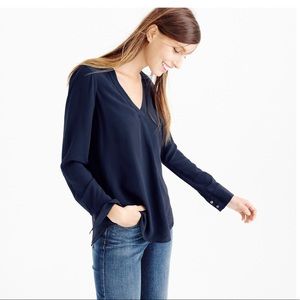 J Crew silk drapes v-neck blouse